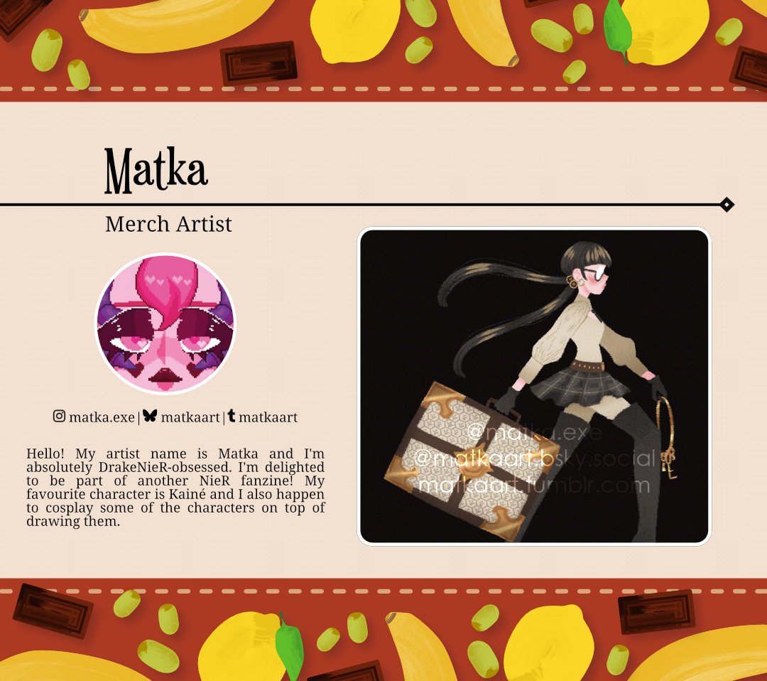 AutomataFanbook's tweet image. 🤍Contributor Spotlight 🤍
Our very first contributor spotlight is for @/matkaart
We can't wait to show off the great merch they will be contributing~!
#nier #zine #cookbook