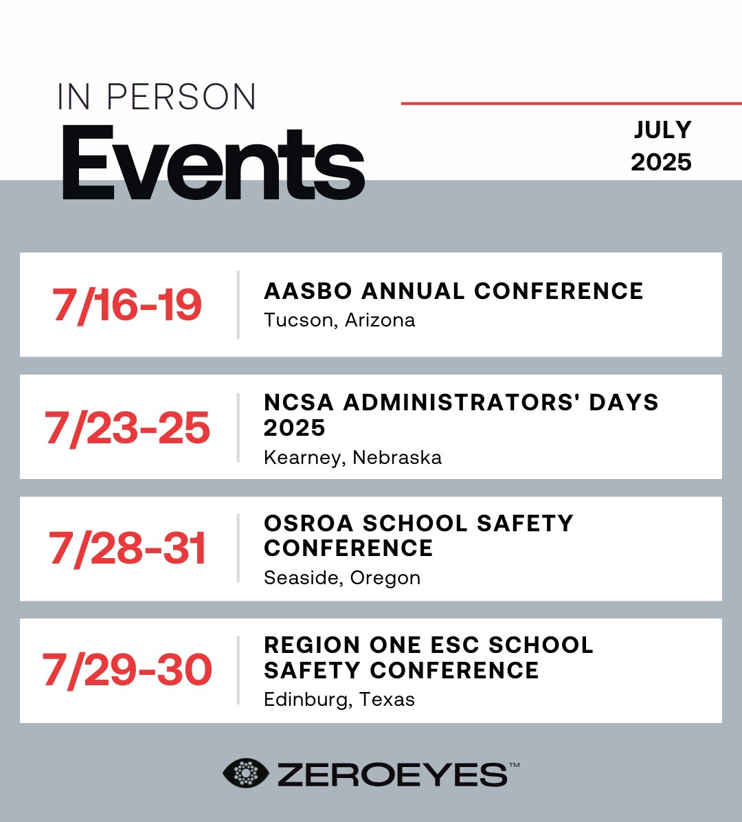The journey isn’t over yet! As we hit the halfway mark this month, our #team is still on the move—connecting with passionate educators and safety #leaders at education events across the country.

Meet us in person: 

🔸Arizona Association of School Business Officials (AASBO)