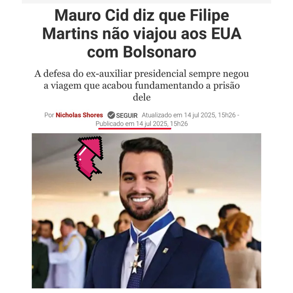 - Está confirmado: Filipe Martins foi preso ilegalmente por uma viagem que ele não fez e que até o próprio coronel delator agora confirma que jamais ocorreu. Essa é uma das páginas mais vergonhosas desse processo: preso ilegalmente por mais de seis meses, pressionado a delatar