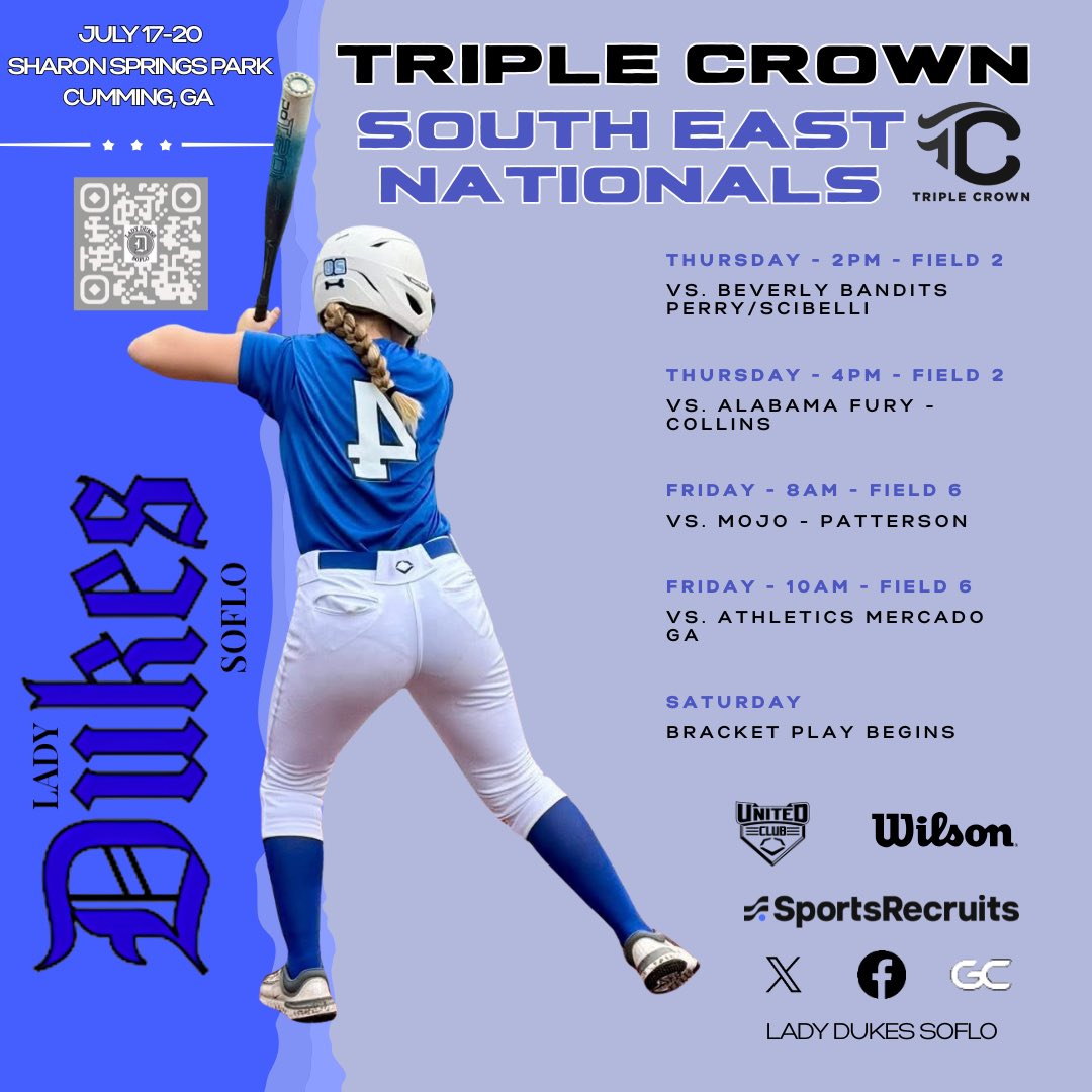 LadyDukesSoFlo's tweet photo. Duke girls on the road again 🚙💨 Heading to the @triplecrownspts SE Nationals for our final summer event! Check us out on GC X FB 💙🤍 Lady Dukes SoFlo 🥎🇺🇸 https://t.co/sNAnQkchbt