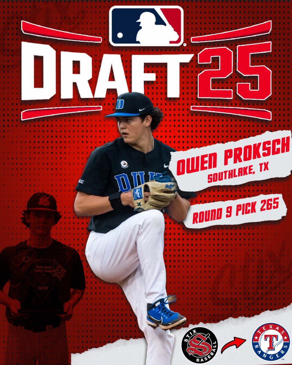 Stix Baseball (@stixbaseballtx) on Twitter photo Congratulations to <a href="/owenproksch6/">Owen Proksch</a> on being selected #265 Overall by the <a href="/Rangers/">Texas Rangers</a> ‼️
#STIXFAM | #STIXDRAFT Congratulations to <a href="/owenproksch6/">Owen Proksch</a> on being selected #265 Overall by the <a href="/Rangers/">Texas Rangers</a> ‼️
#STIXFAM | #STIXDRAFT