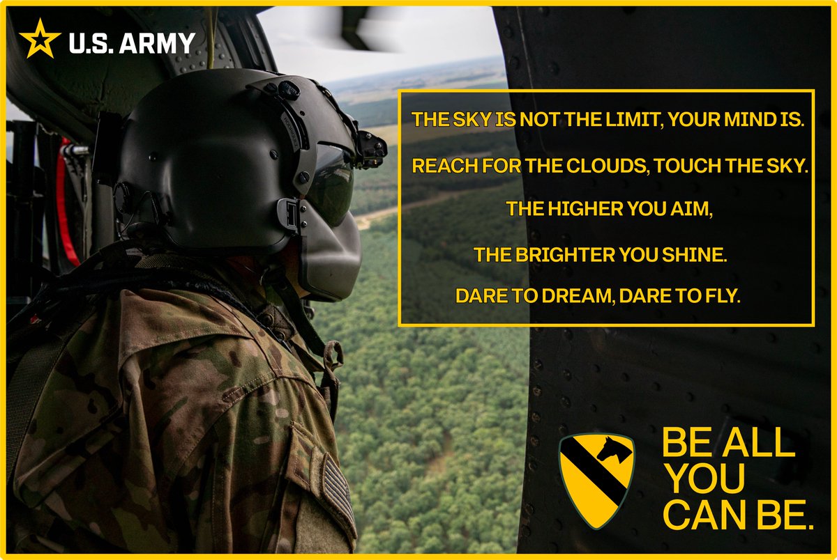 1stCavalryDiv's tweet image. Fly high this motivational Monday #FirstTeam
#BeAllYouCanBe | #LiveTheLegend | @AirCavalry | @FORSCOM | @USArmy