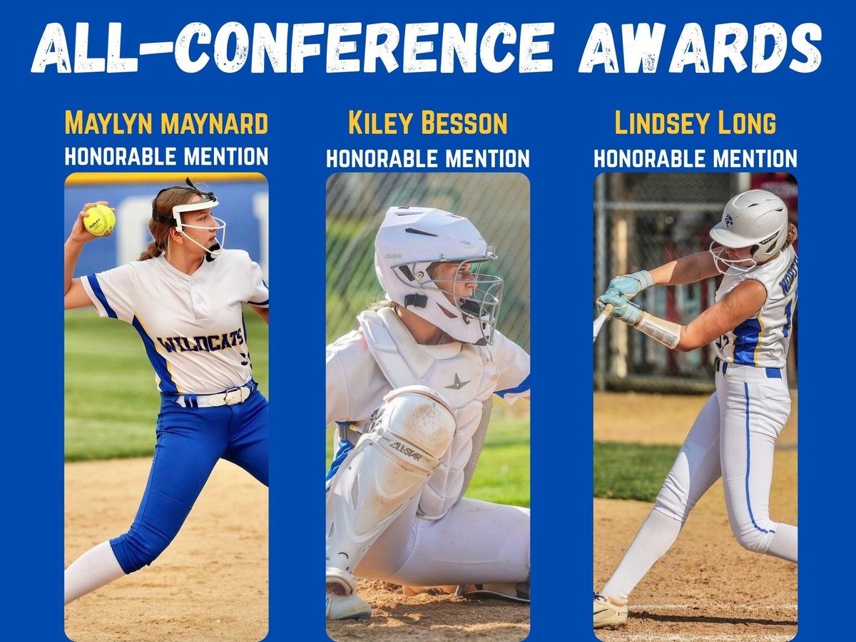 🚨ALL-CONFERENCE AWARDS

Kaylynn Shorter- First Team Outfield
Kate Wilcox- Second Team Pitcher
Ayla Streit- Second Team Shortstop
Trinity Flower- Second Team Outfield

Maylyn Maynard- Honorable Mention
Kiley Besson- Honorable Mention
Lindsey Long- Honorable Mention

Congrats all!