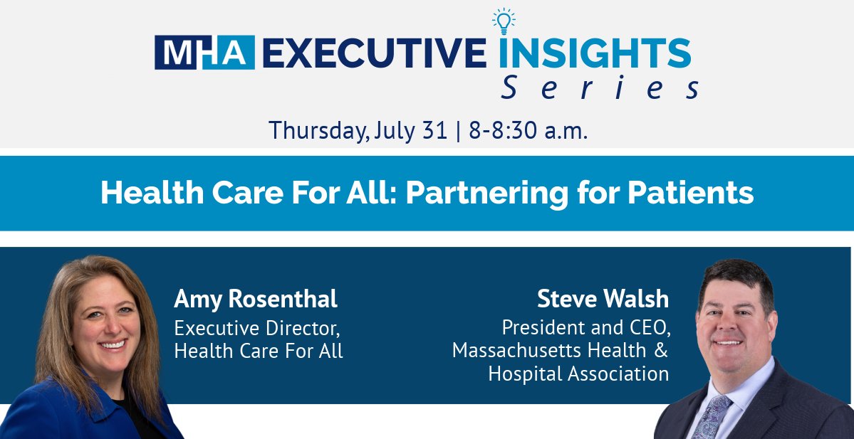HCFA's tweet image. Join @MAHealthHosp for a one-on-one conversation with HCFA ED Amy Rosenthal. Hear about Amy’s career journey, HCFA’s priorities entering its 40th year of advocacy & opportunities for system-wide partnerships to support the needs of today’s patients. mhalink.org/event/health-c…