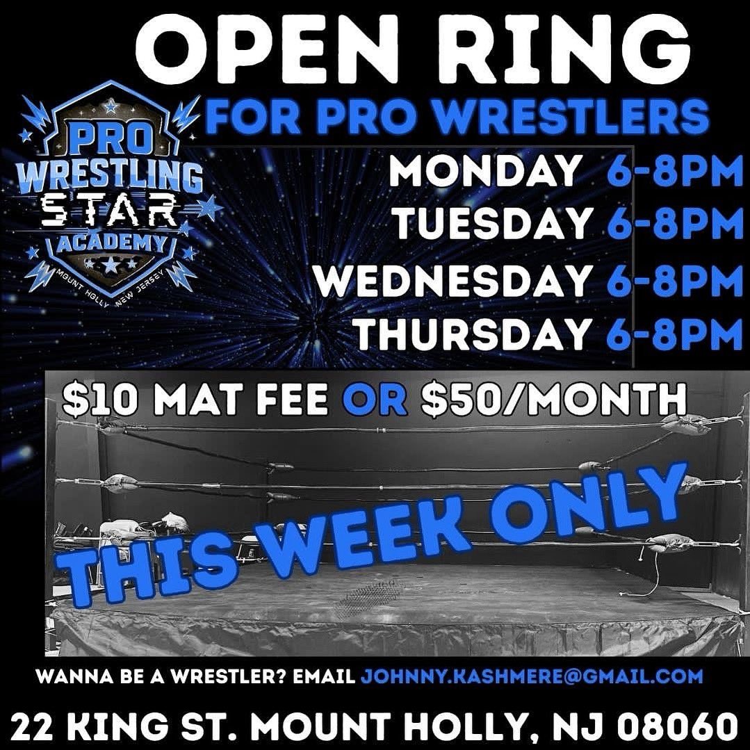 PatDynamite's tweet image. OPEN RING SCHEDULE FOR THE WEEK‼️
Have questions?
DM me for info!
Little to no experience?
Email Johnny.Kashmere@gmail.com to set up a tryout!