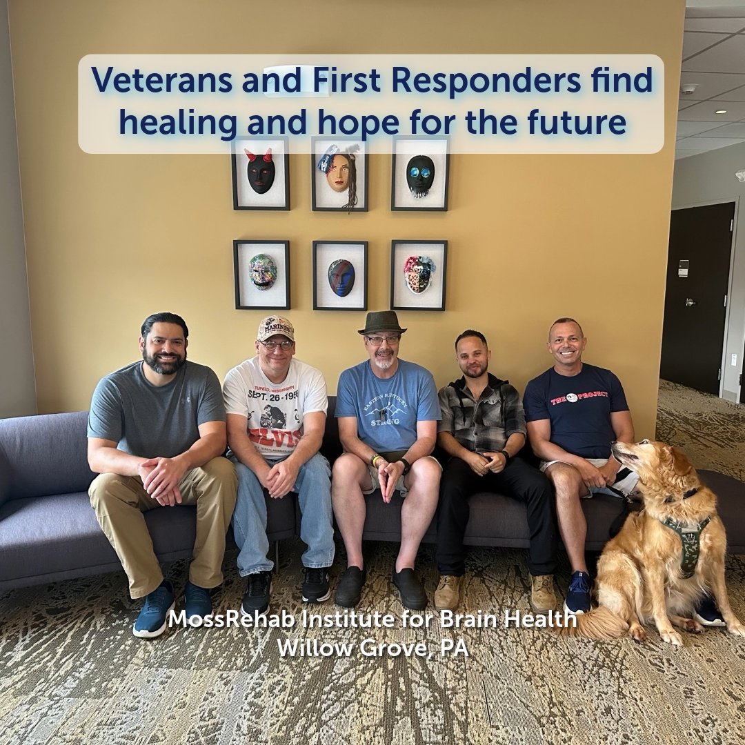 MossMageeRehab's tweet image. the 20th cohort to complete our MossRehab Institute for Brain Health’s (MRIBH) intensive 3-week inpatient rehab program, dedicated solely to treating Veterans and First Responders experiencing ongoing, persistent symptoms from traumatic brain injuries (TBI) and concussions.