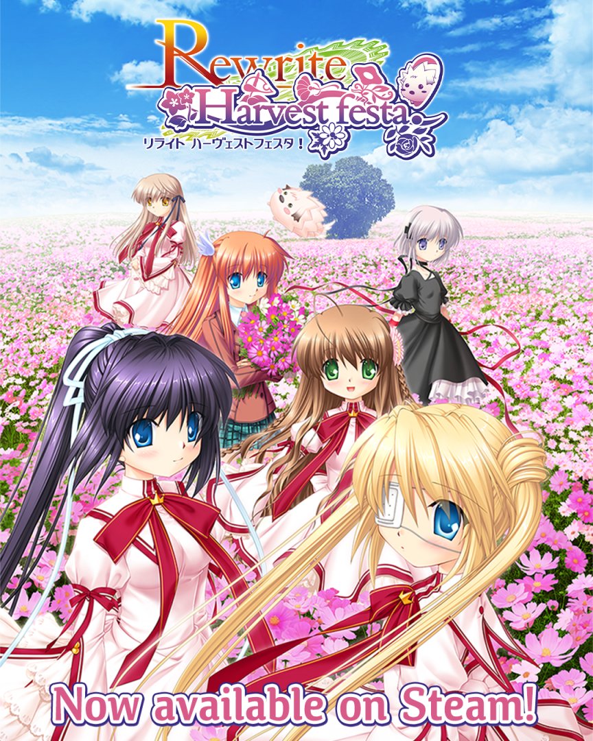 sekaiproject's tweet image. Rewrite Harvest festa! is now out on Steam! Get it and save 10% during the first two weeks!
store.steampowered.com/app/1856600/Re…

A free DLC to restore removed content from Rewrite+ and Harvest festa! is also now available through our website! 
sekaiproject.com/pages-rewrite/