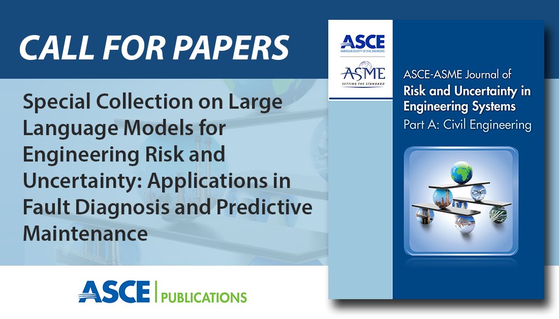 ASCEpublishing's tweet image. 📢 Call for Papers: Special Collection on Large Language Models for Engineering Risk and Uncertainty: Applications in Fault Diagnosis and Predictive Maintenance
📅 Paper Submission Deadline: May 31, 2026
🔗 More details and submission guidelines:
ascelibrary.org/ajrua6/cfp-lar…
