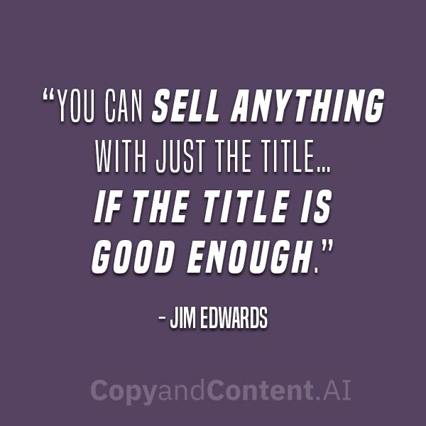 realjimedwards's tweet image. Nail the title, and the product sells itself.

#TitlesSell #ItsAllAboutTheHook #CopywritingTips