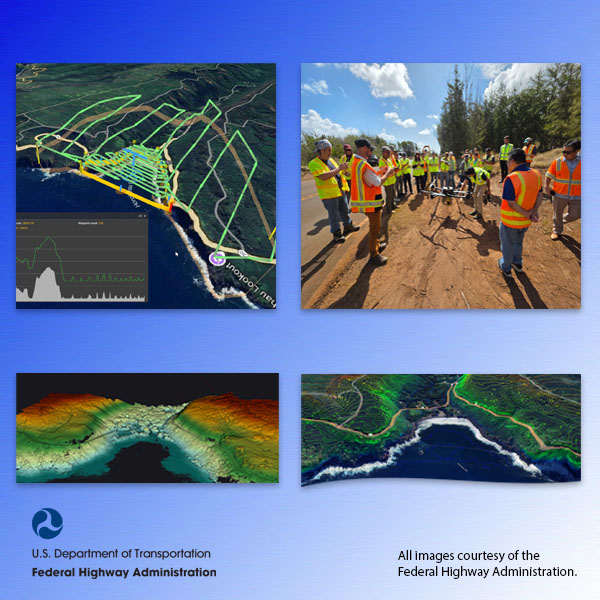 USDOTFHWA's tweet image. Unmanned aircraft system (UAS) technology is an efficient, safe, and cost-effective way to inspect infrastructure. That’s why FHWA recently led a technical-assistance session with the @DOTHawaii and the @CountyofMaui on using UAS tech to assess critical infrastructure. Attendees…