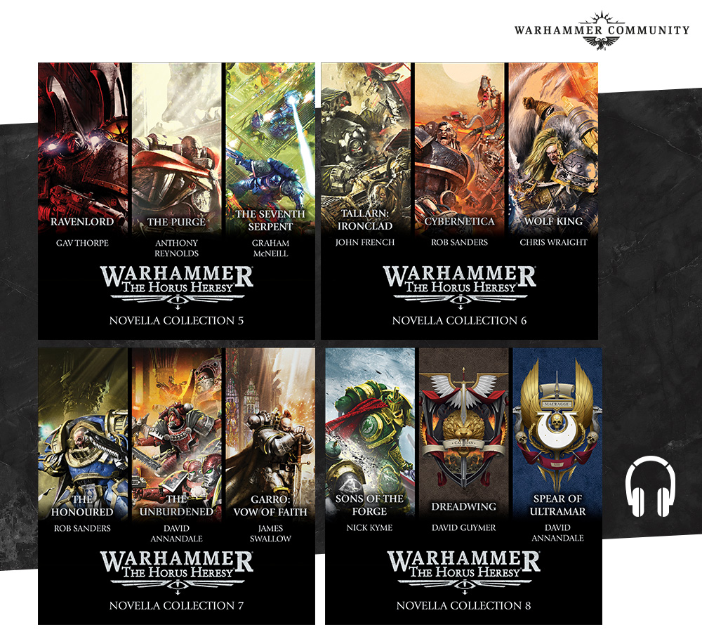 Catch up any on Horus Heresy novellas you might have missed! In #1, see Fulgrim's sons try and exorcise their gene-father in The Reflection Crack'd, and in #5, see the Shattered Legion warriors of the Sisypheum fight the Alpha Legion in The Seventh Serpent shorturl.at/AVtlv