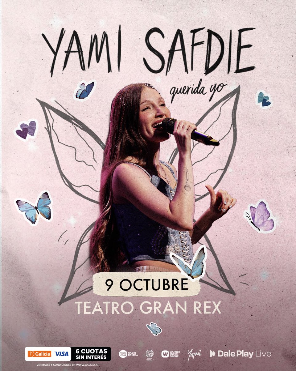 livedaleplay's tweet image. QUERIDA YO: VAMOS A IR A VER A YAMI SAFDIE EN VIVO 🧚🏻🥹
Después de tanta espera, vamos a ver a @Yamisafdie en vivo para emocionarnos y disfrutar de una noche única
🗓️ 9 de octubre
🏟️ Gran Rex
💳 Preventa el martes 15 de julio a las 13hs. Disfrutá de 6 cuotas sin interés con…
