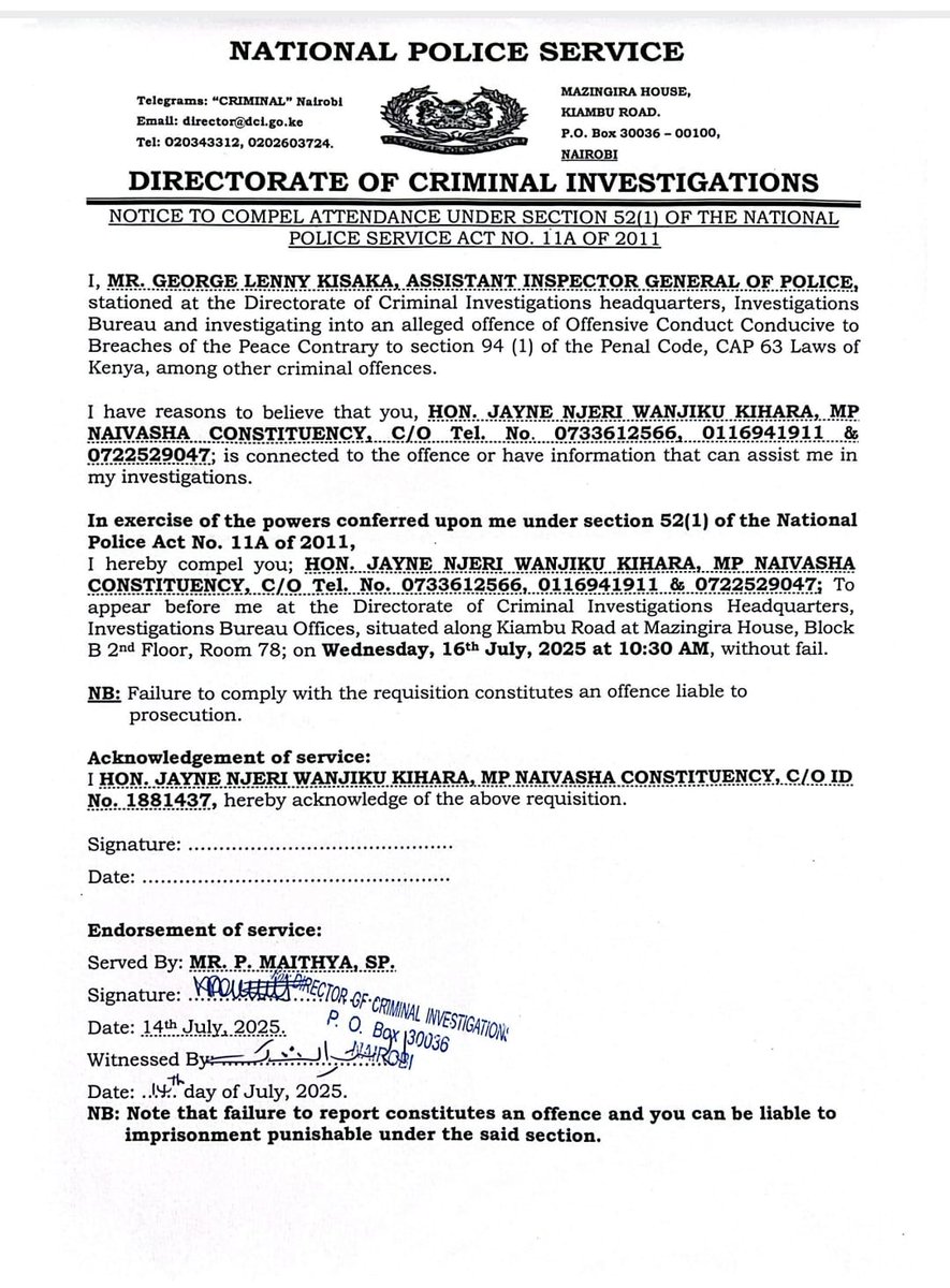 Kenya’s DCI deserves an Oscar - the creativity in fabricating charges against elected leaders is truly world-class. Too bad justice isn’t a Nollywood script. Kenya's DCI is now moonlighting as a political hit squad, charging leaders not with evidence, but with imagination. Our