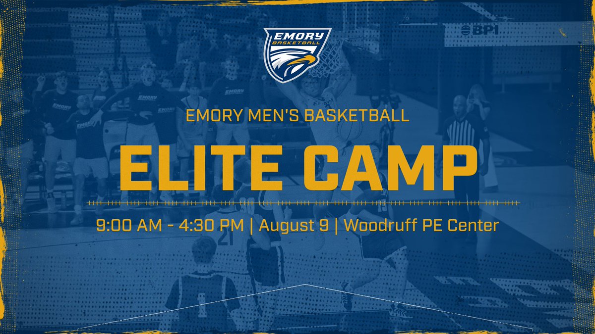 🚨Join us Aug. 9 for our Elite Camp!🚨

We are just under four weeks out and still have spots available! Great opportunity to see all Emory has to offer while working with our staff, players and alumni!

🗓️: August 9
👨: Players entering 10-12 Grade
🔗: coachzbasketballcamp.com