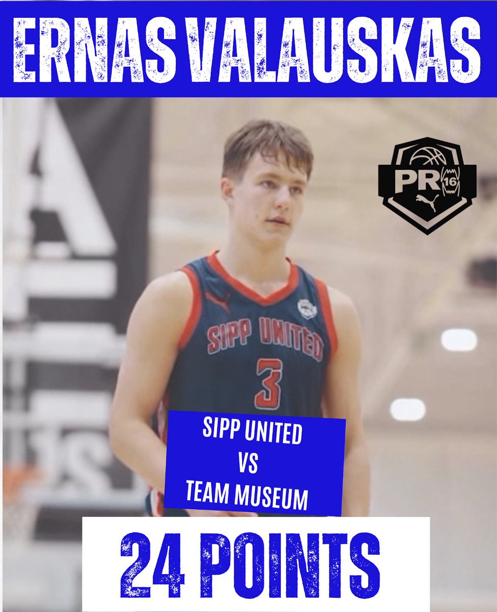 2026 Ernas Valauskas (McCallie/Team Sipp United) had a big game to close out Puma Pro16 in Richmond, VA. His 24 pts helped Team Sipp United knock off one of the top teams on the Puma Circuit. 🏀Ⓜ️💥