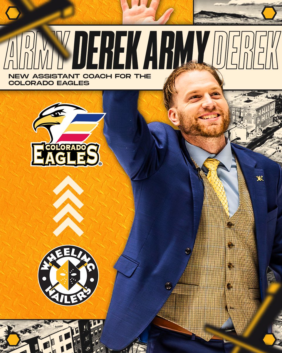 WheelingNailers's tweet image. BREAKING: Wheeling Nailers’ HC Derek Army has taken a new position with the @ColoradoEagles as their Assistant Coach ✍️🦅
We wish him and his family good luck in this new chapter!
Read more here: shorturl.at/2JoXf
#SteelTheMoment