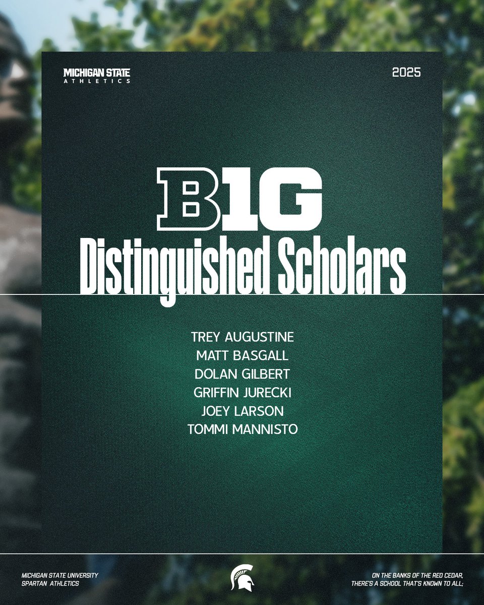MSU_Hockey's tweet image. Congrats to our Big Ten Distinguished Scholars!
To qualify, student-athletes must be at least a sophomore academically with a 3.70+ GPA during the 2024-25 school year.
#GoGreen