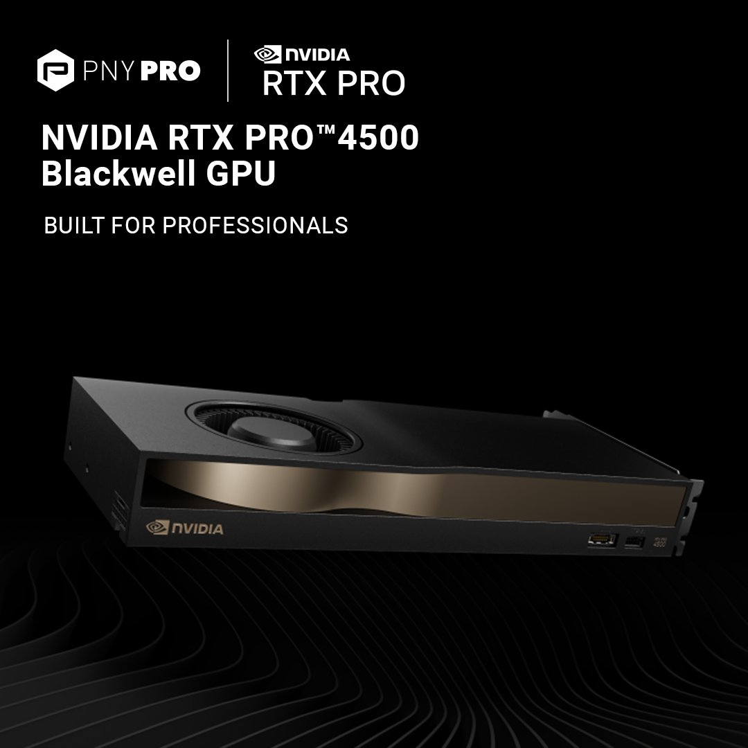 The <a href="/nvidia/">NVIDIA</a> RTX PRO 4500 Blackwell GPU - the latest high end professional solution now available at PNY, delivers elite performance for AI, 3D rendering, simulation, &amp; massive data sets.

Learn more today and discover what Blackwell can do for you: bit.ly/44NfPAu

#PNY