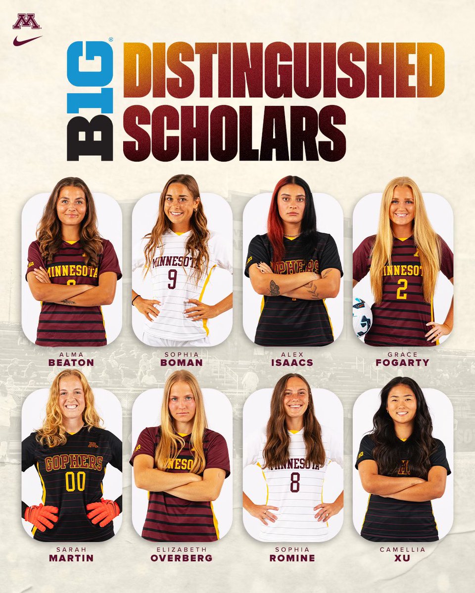 GopherSoccer's tweet image. Our @bigten Distinguished Scholars!📚
📰 z.umn.edu/akax
#ThisIsHome | #Gophers〽️