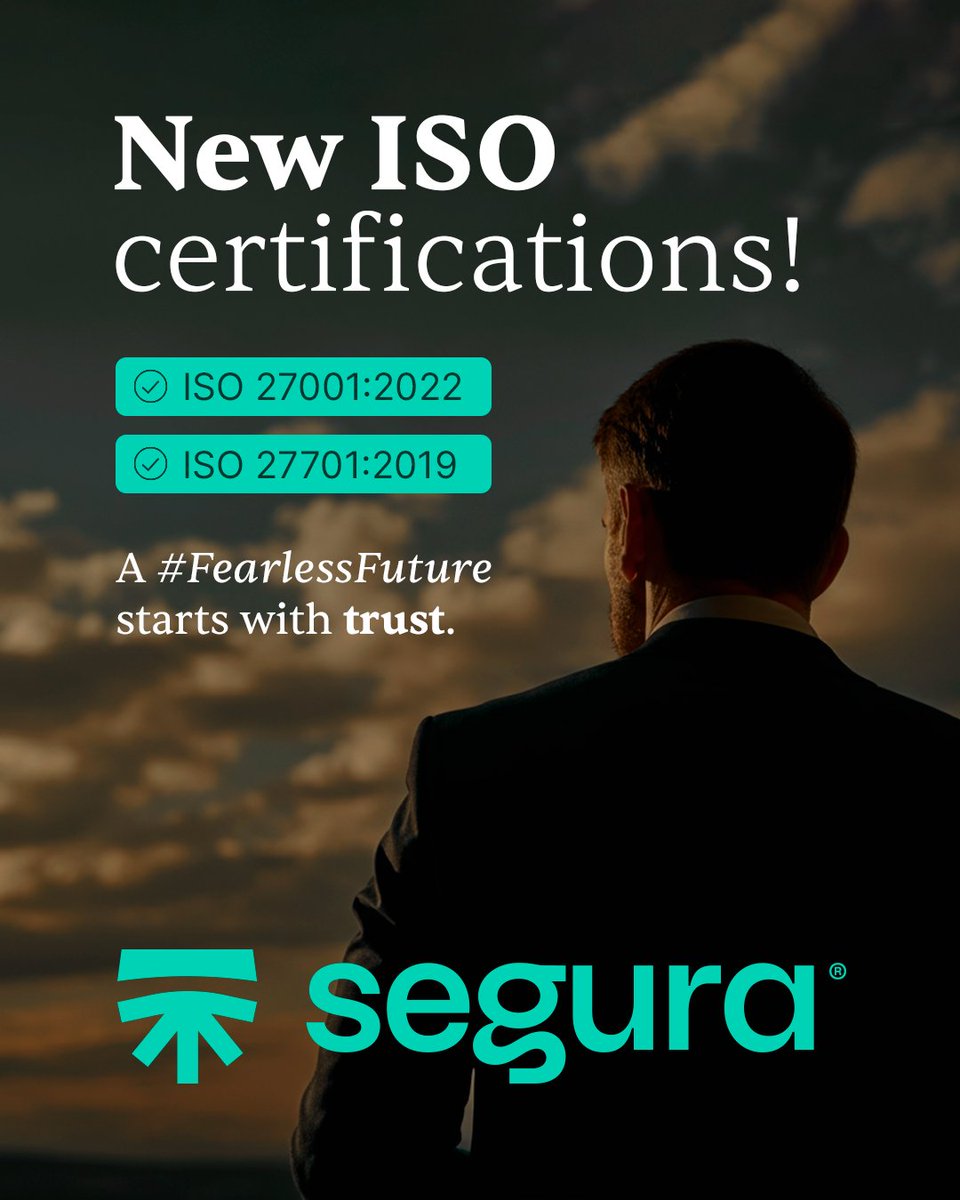 segura_security's tweet image. This year, we renewed our ISO 27001:2022 certification, focused on information security, and also achieved ISO 27701:2019, reinforcing our commitment to robust data privacy.

This achievement shows our dedication to trust, data protection, and a #FearlessFuture.