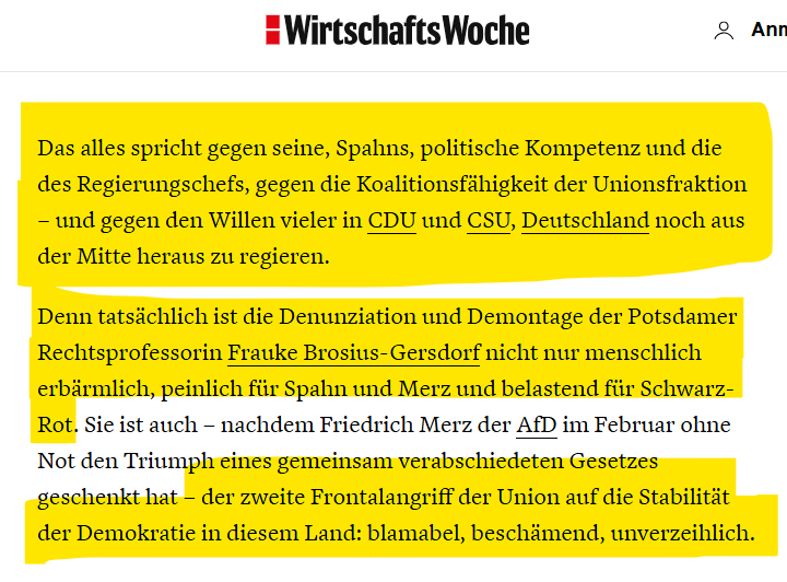 Das ist ein Tritt in die Magengrube der CDU.

Spahn und Merz verhalten sich "menschlich erbärmlich, peinlich für Spahn und Merz", "blamabel, beschämend, unverzeihlich". 

Jedes dieser Adjektive trifft, über Spahn und Merz bis ins Herz der CDU. 

Wie lange noch?