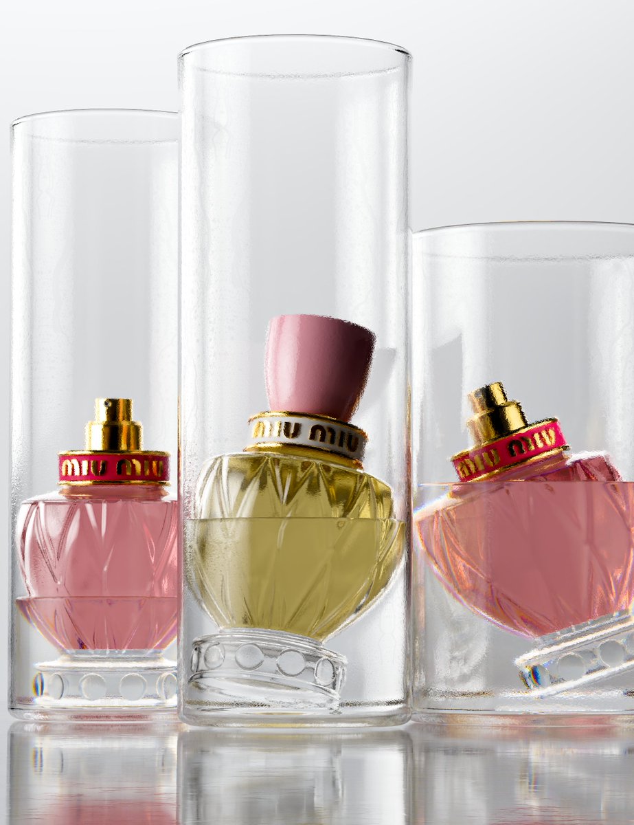 Presenting a hyper-realistic 3D render of the stunning Miu Miu Eau de Parfum, reimagined through the lens of digital artistry. 🌸📷