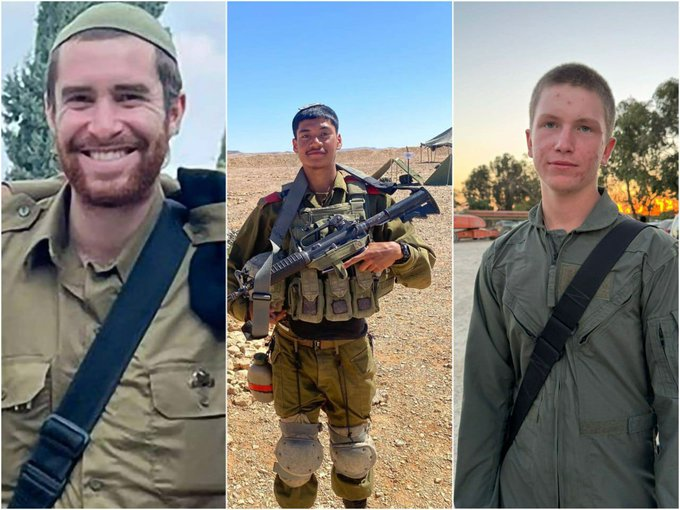 Three IDF heroes have fallen in battle while defending the homeland and fighting in Gaza. 💔

🕯️ Staff Sergeant Shoham Menachem, 21
🕯️ Sergeant Shlomo Yakir Sherem, 20
🕯️ Sergeant Yuliy Factor, 19

May their memories be forever a blessing.