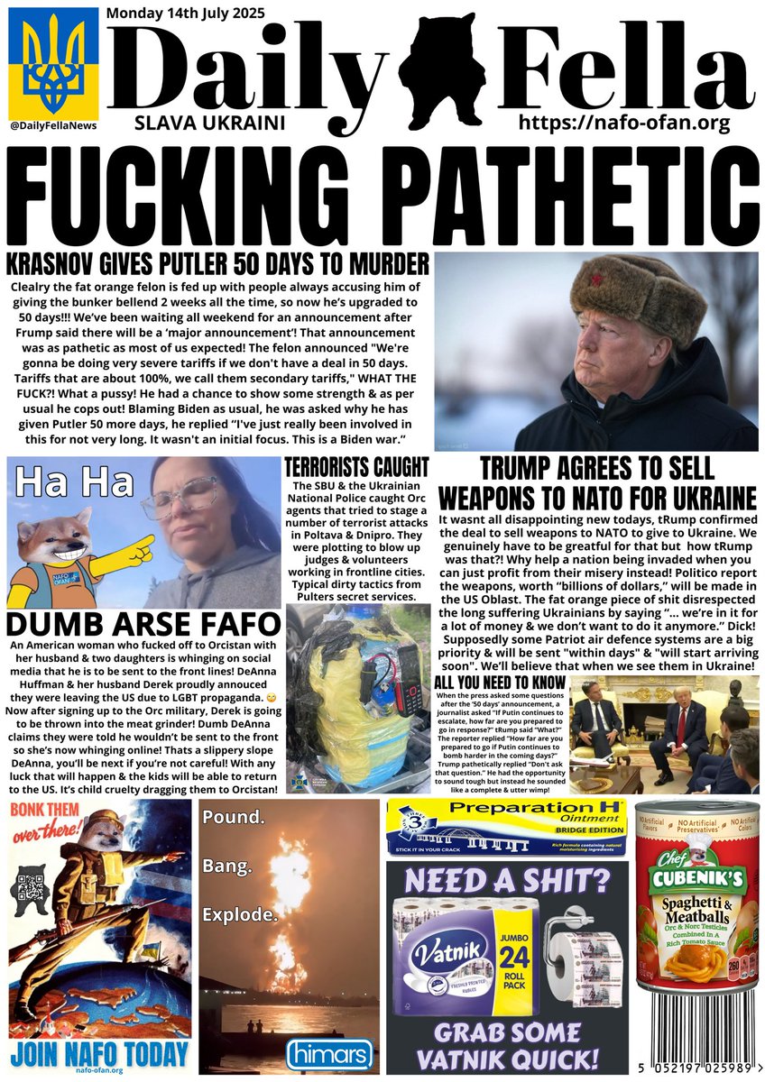 It’s that time again, Daily Fella time. Read about Krasnov helping Putin kill more Ukrainians, American family finds out &amp; a russian terrorist plot is foiled!

#DailyFella #DailyFellaNews #SlavaUkraini #NAFO