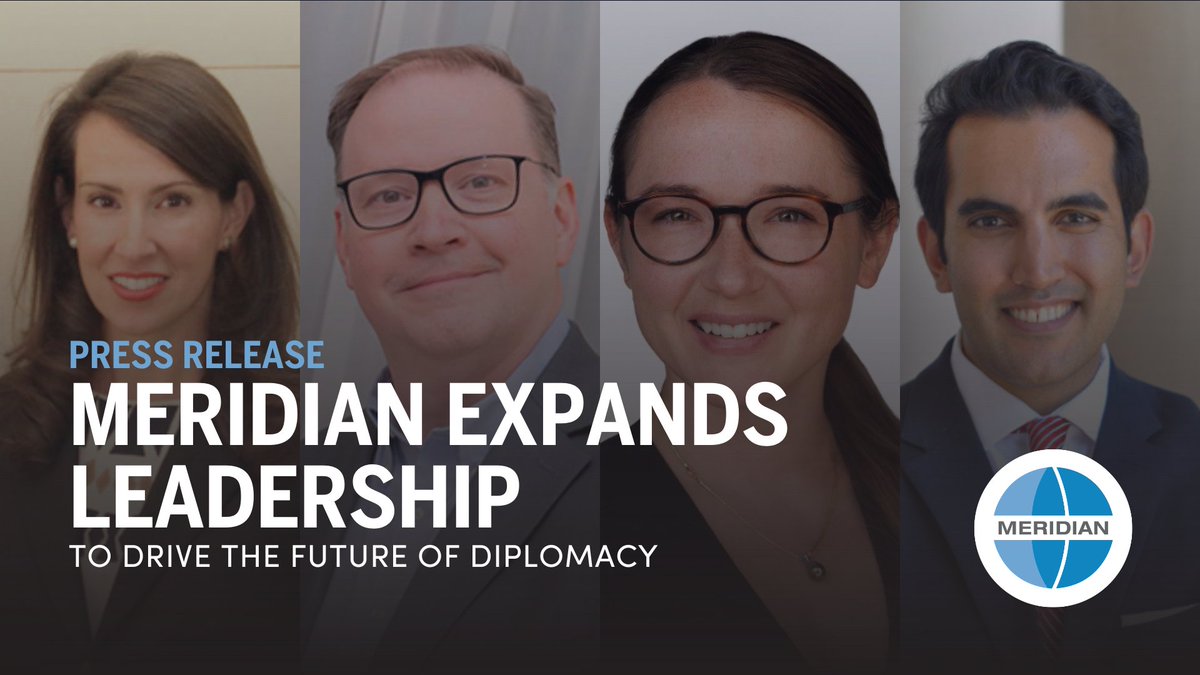 MeridianIntl's tweet image. Meridian is strengthening its global impact with the expansion of its senior leadership team. We’re proud to welcome Kellee Wicker as VP for Technology, Innovation, and Space, and Jim Golsen as VP of the Center for Corporate Diplomacy. We also celebrate the promotions of Natalie…