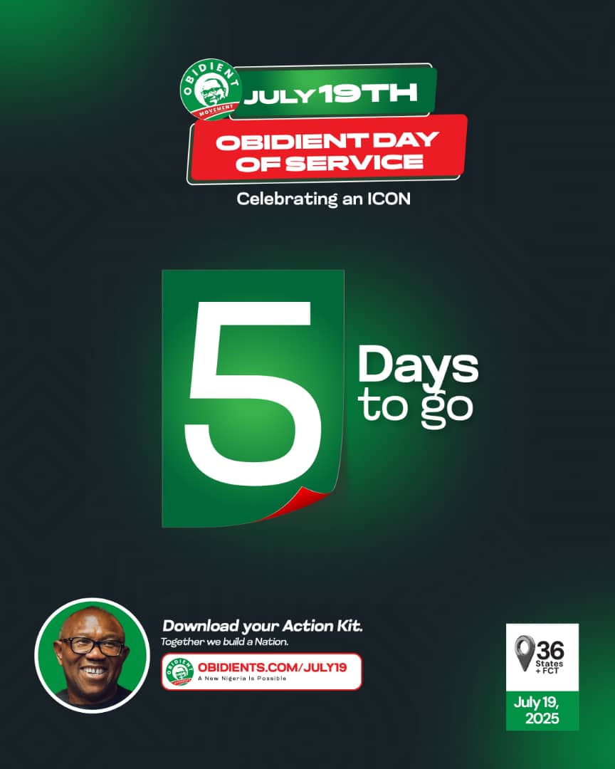 Count down to D Day

Let us reach out to the poor and the needy is our society as we celebrate a man who cares about the people.......... A New Nigeria is POssible.