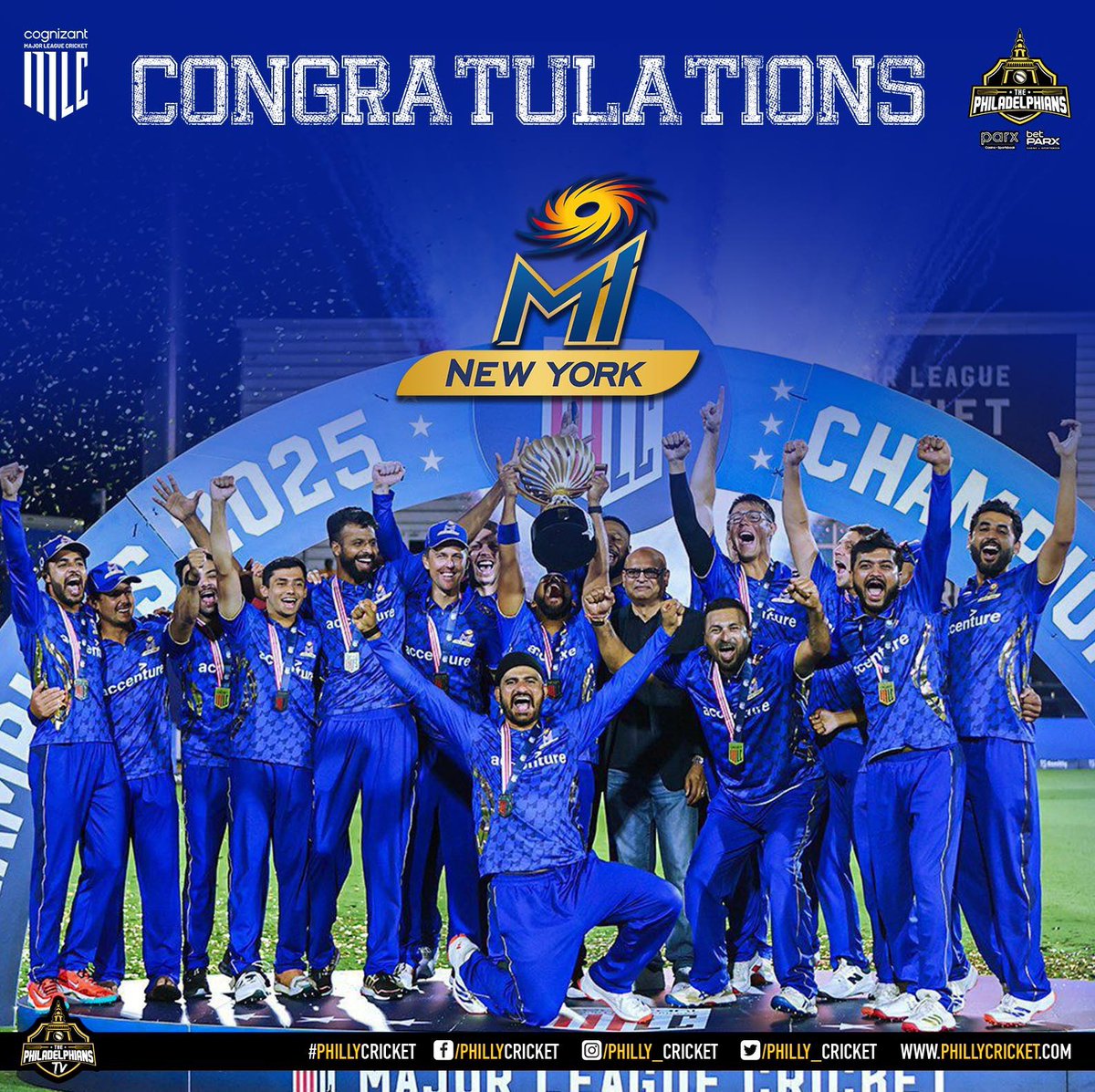 Two in three. 🏆🏆

@minycricket gets it done — again. Class, composure, and a comeback for the ages in @mlc 2025. 💙🏏

Champions of the league. Kings of New York. 🗽🔥

#MLC2025 #MINY #MajorLeagueCricket #Champions #NewYork #NYC #USA #Cricket
