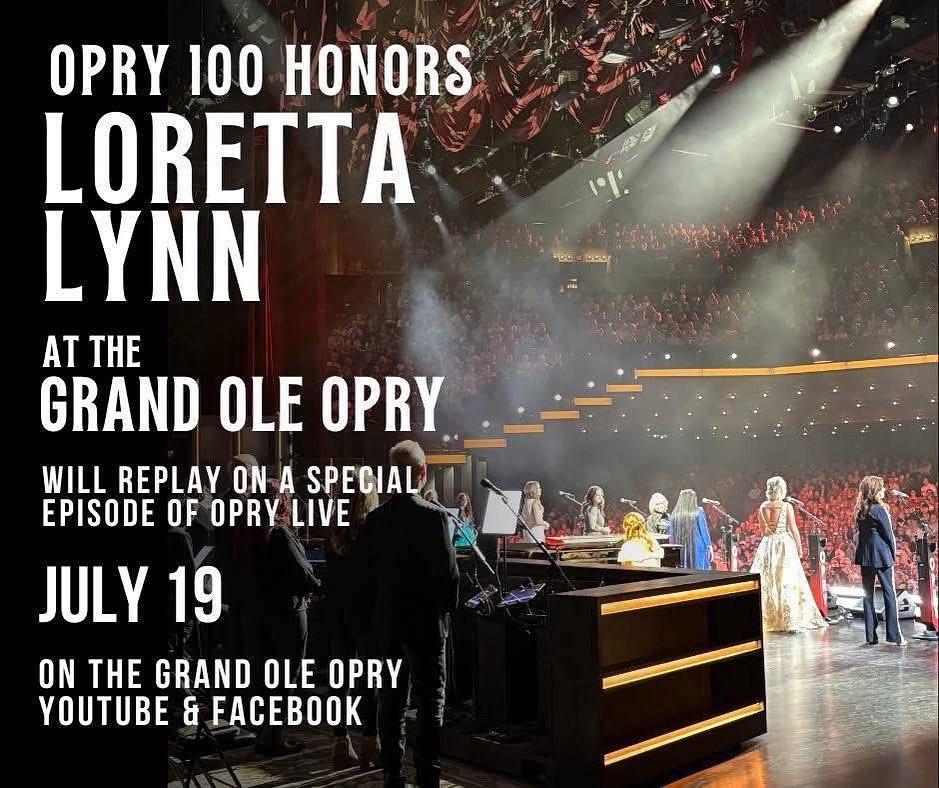 Loretta Lynn (@lorettalynn) on Twitter photo We’re counting down the days until THIS Saturday! Opry 100 Honors Loretta night will be featured on a special episode of Opry Live on Saturday, July 19. You can watch it on the Grand Ole <a href="/opry/">Grand Ole Opry</a> Facebook Page, Opry YouTube Channel or the Circle Channel! We promise …. It’s one you We’re counting down the days until THIS Saturday! Opry 100 Honors Loretta night will be featured on a special episode of Opry Live on Saturday, July 19. You can watch it on the Grand Ole <a href="/opry/">Grand Ole Opry</a> Facebook Page, Opry YouTube Channel or the Circle Channel! We promise …. It’s one you