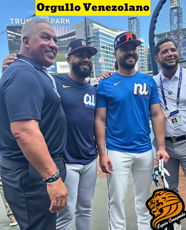 LegionCaraquist's tweet image. Orgullo Venezolano previo al Juego de Estrellas de mañana: Andrés Galarraga, Gleyber Torres, Eugenio Suárez y Gregor Blanco. 🇻🇪

Los 4 peloteros vistieron el uniforme de los Leones del Caracas. 🚀🚀🚀

El Gato realizará el primer lanzamiento del Juego de Estrellas. ✴️