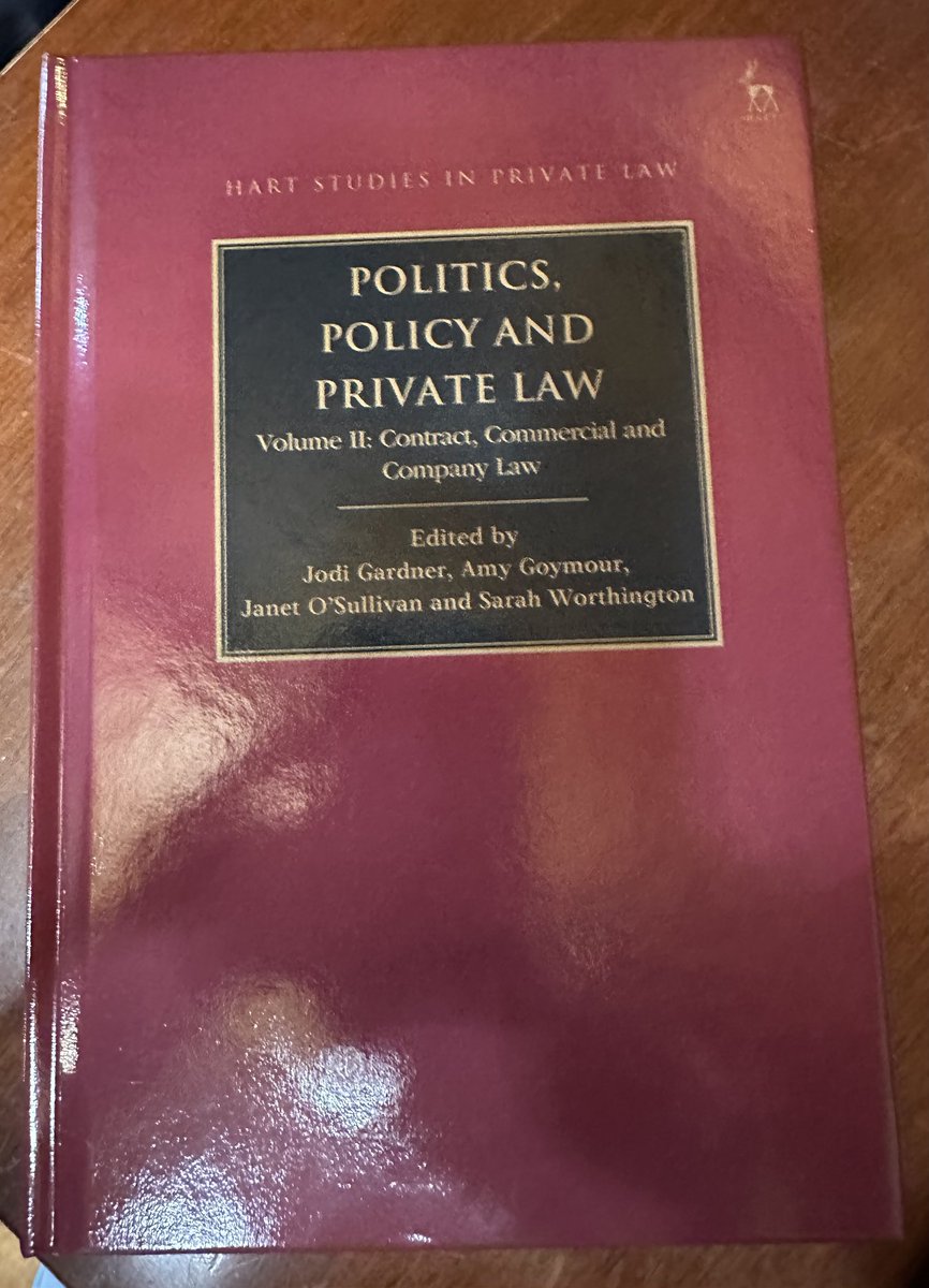 Really happy to get my copy of this excellent collection of essays, to which I contributed a chapter called ‘The Policy Behind Contract Damages: Beyond Voluntary Assumption of a Risk or Gap Filling’. Thanks to the excellent editors. bloomsbury.com/uk/politics-po…