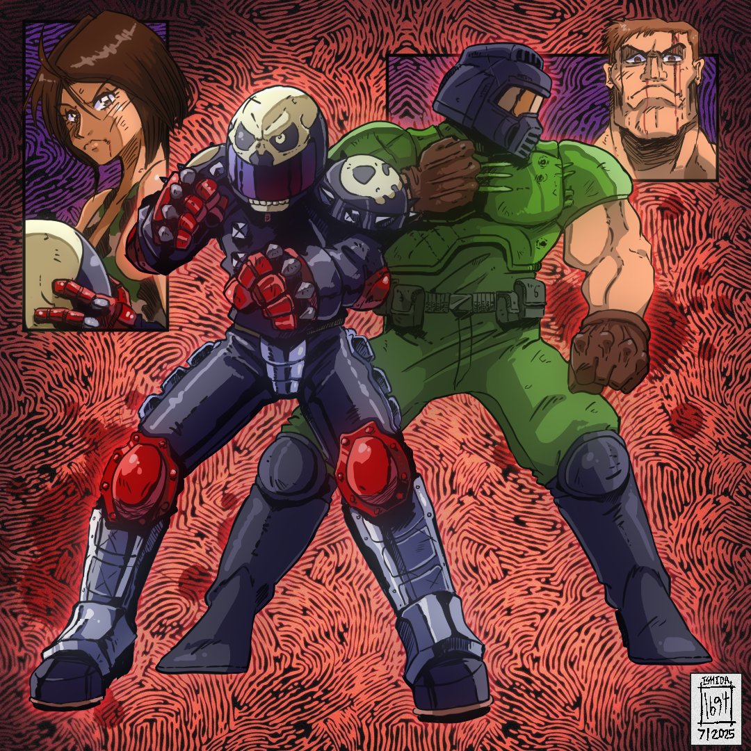 Captain_Ishi's tweet image. **At Doom&apos;s Gate Intensifies ** Akira x Doomguy team up because why not? Have a good day everyone!