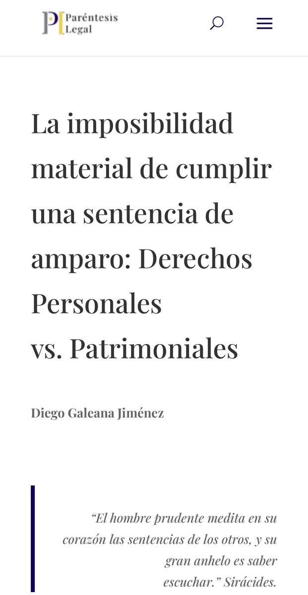 Diego Galeana (@diegogaleana) on Twitter photo Distinguir entre derechos personales y patrimoniales, en caso de muerte del quejoso, permite continuar con la ejecución de una sentencia en un juicio de amparo.
Escribí un artículo sobre el tema, para <a href="/ParentesisLegal/">Paréntesis Legal</a> 👇🏻
parentesislegal.com/la-imposibilid…
¡Saludos! Distinguir entre derechos personales y patrimoniales, en caso de muerte del quejoso, permite continuar con la ejecución de una sentencia en un juicio de amparo.
Escribí un artículo sobre el tema, para <a href="/ParentesisLegal/">Paréntesis Legal</a> 👇🏻
parentesislegal.com/la-imposibilid…
¡Saludos!