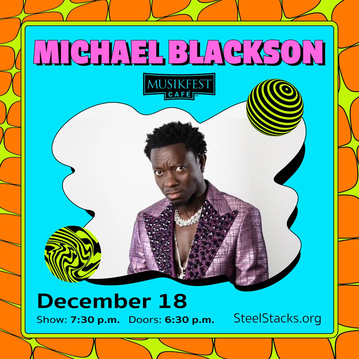 "The African King of Comedy," Michael Blackson, plays Musikfest Cafe on December 18th! Tickets are on sale now. 😂🎟️:brnw.ch/21wU8Td