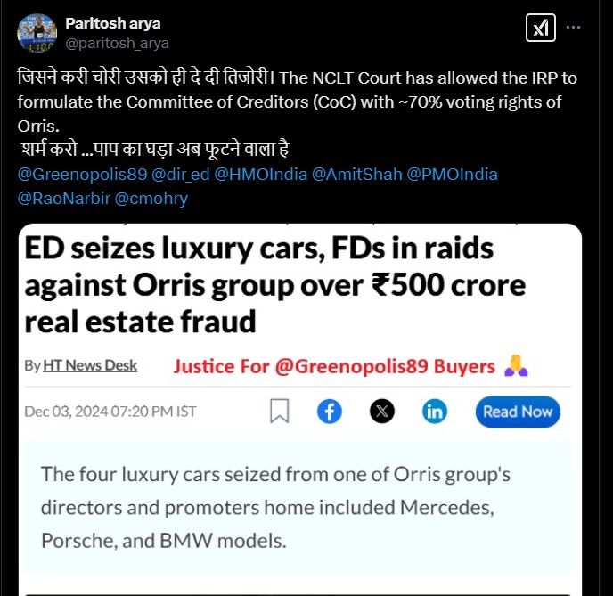 <a href="/Greenopolis89/">Greenopolis Welfare Association</a>
@PMOIndia@narendramodi@HardeepSPuri@MoHUA_India@MIB_India@PIB_India@rashtrapatibhvn@mygovindia@IndiaGov@LokSabhaSectt@rsprasad@AmitShah@ianuragthakur @ndtv@timesofindia@IndiaToday@ZeeNews@CNNnews18@the_hindu@htTweets@republic@Scroll_In