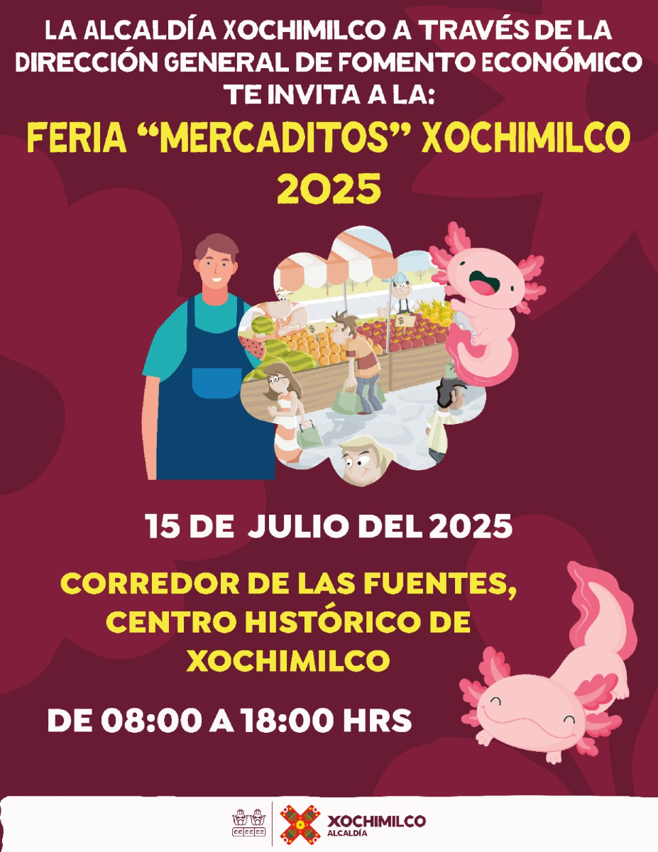 ¡En esta #TierraDeGuardianes🌿 consumimos local! 🧺🥕

Ven a la Feria Mercaditos Xochimilco 2025 y descubre productos con identidad y sabor.
 #DesdeElPuebloYParaElPueblo. 🧵🎨