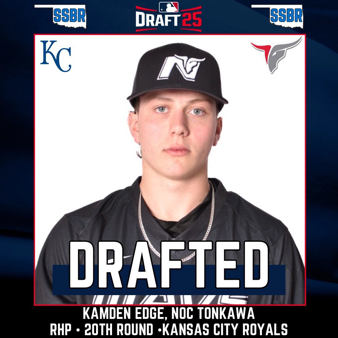 𝟮𝟬𝟮𝟱 𝗠𝗟𝗕 𝗗𝗥𝗔𝗙𝗧

Kamden Edge of NOC Tonkawa has been drafted in the 20th round by the Kansas City Royals 

#SoonerStatePros | #MLBDraft | #TonkBoys