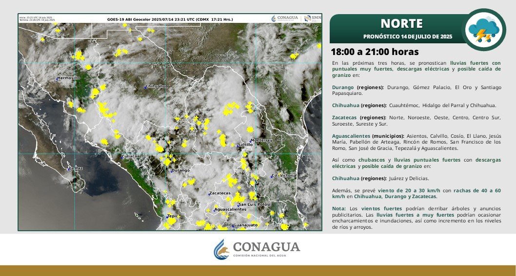conagua_clima's tweet photo. ⛈️ Prevalecerá el #Pronóstico de #Lluvias fuertes con puntuales muy fuertes en la mesa del Norte, así como en el sur y sureste del territorio nacional.

Todos los detalles en los gráficos ⬇️ https://t.co/IEbfsp76Ff