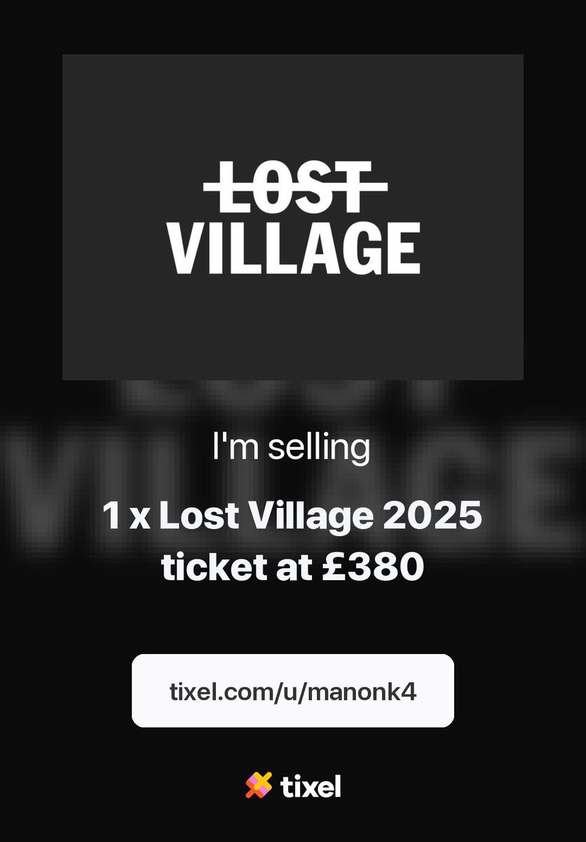 Selling x1 Lost Village 2025 ticket at face value, but open to nearest offer too!!! 🪩🪩🪩 #lostvillage <a href="/lostvillagefest/">Lost Village</a> tixel.com/u/manonk4