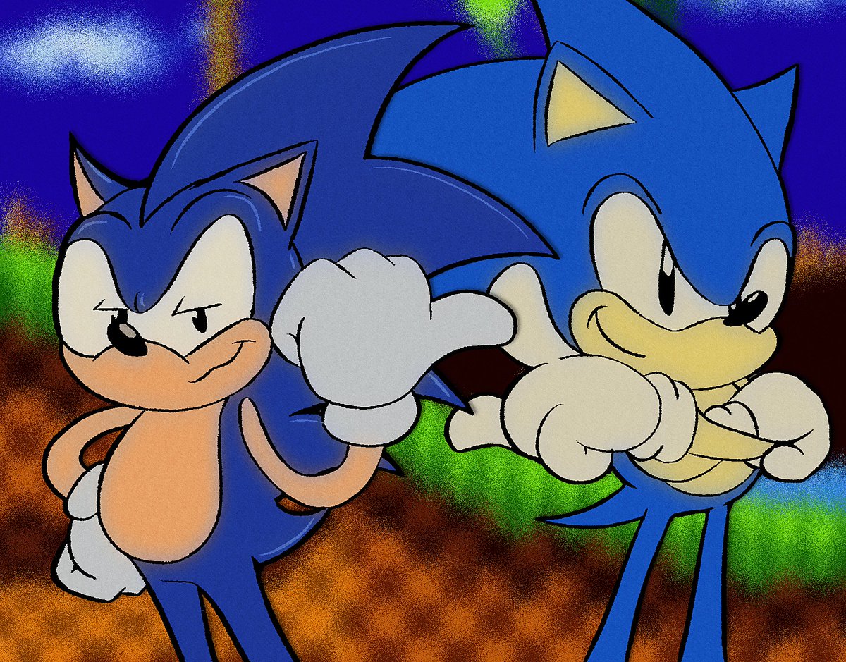 Two sonics from different countries #sonicthehedgehog #sonicfanart #sonicova #soniccd #adventuresofsonicthehedgehog #aosth #sonicsez #sonic #digitalart #opencommissions