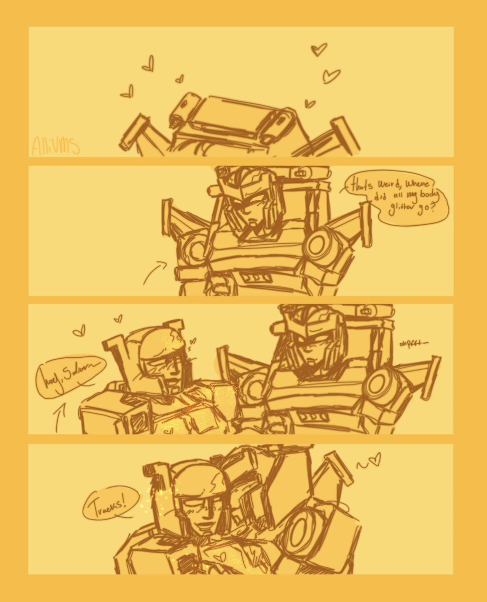 A11IUMS_'s tweet image. Little trackster doodle, Blaster would totally be covered in glitter for days after his dates with tracks...
.
#Transformers #blaster #tracks