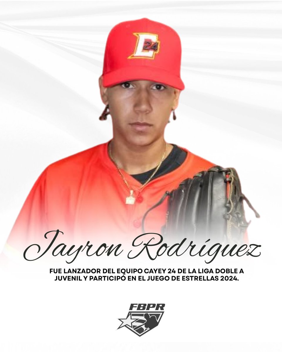 BeisbolPR's tweet image. Lamentamos el fallecimiento del joven Jayron Rodríguez, quien formó parte del equipo Cayey 24 y fue seleccionado al Juego de Estrellas de la Liga Doble A Juvenil del 2024.

Nuestras más sinceras condolencias a su familia, amigos y al pueblo de Cayey.

Que descanse en paz.