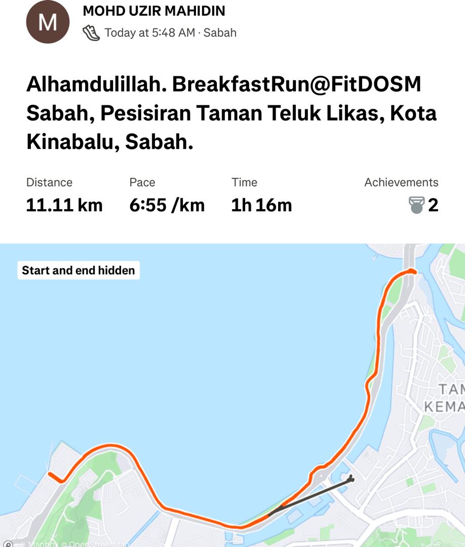 Dr_Uzir's tweet photo. Alhamdulillah, pagi ini bersama DOSM Sabah dalam program Fit DOSM: Breakfast Run sekitar Persisiran Taman Teluk Likas.
#FitDOSM
#StatsMalaysia
#StatistikNadiKehidupan
#StatistikSegalanyaPasti
#MyASEAN2025
#ASEANMalaysia2025
#BanciPertanian2024
#KPDOSM https://t.co/vWC8WfEkEg