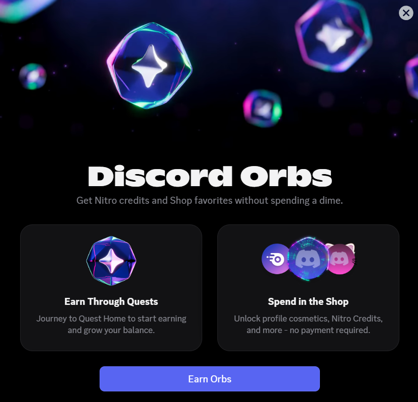 Cybershell's tweet image. I don't want my chat client to give me pop-ups telling me to "earn orbs" by "completing quests." Just shut the fuck up and send the messages.