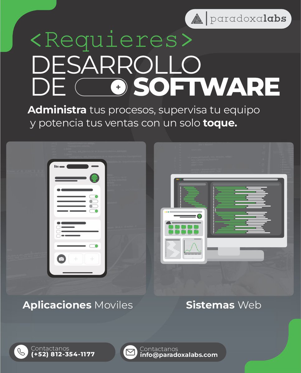 paradoxalabs's tweet image. ¿Requieres desarrollo de software?
En Paradoxa Labs te ayudamos a crear aplicaciones
móviles y sistemas web a la medida de tus
necesidades.
📩 ¡Escríbenos para cotizar!
#DesarrolloDeSoftware #AplicacionesMoviles #SistemasWeb #ParadoxaLabs #Digitalizacion #Negocios #Emprendimiento