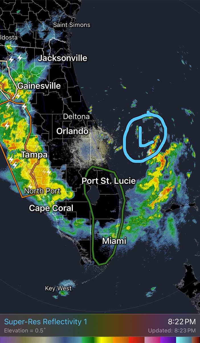 Monday 8pm 7/14 — 40% chance of tropical development now includes waters of the Atlantic off of Florida.  This means we could see tropical development (a TD or TS) off of our coast on the Atlantic side tomorrow (Tuesday.) However, it remains most likely to develop in the Gulf.