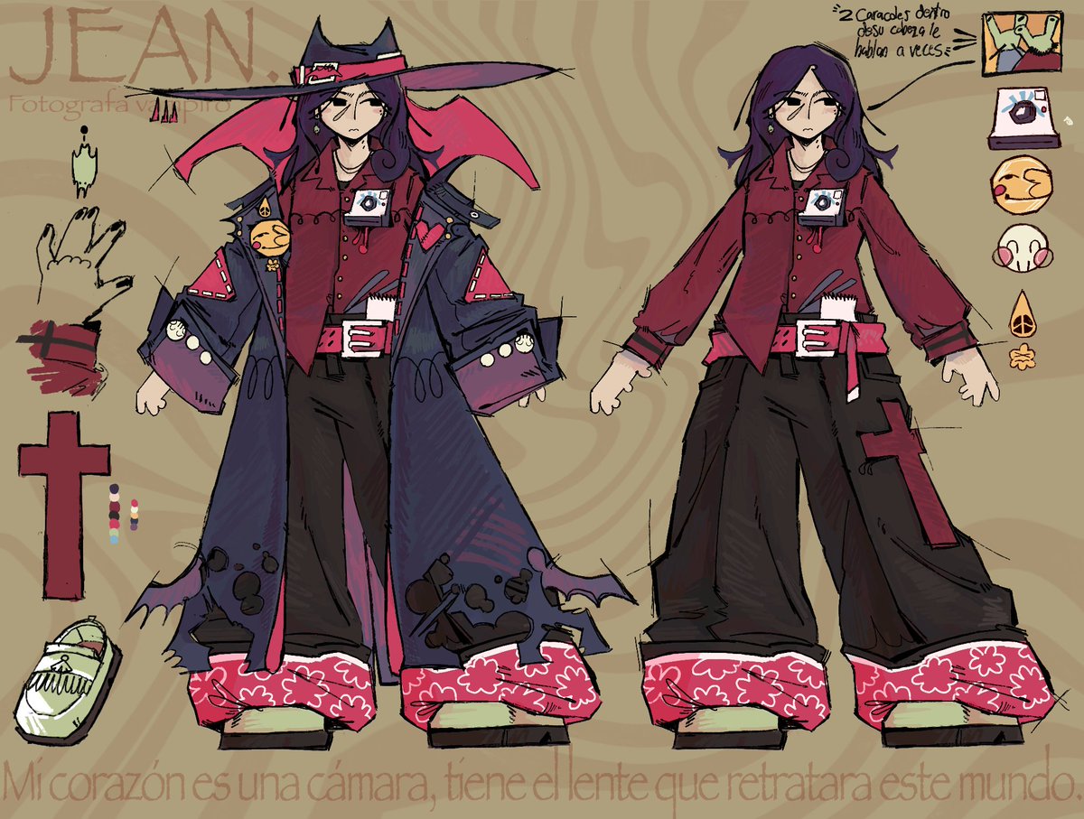 ranitoranito's tweet photo. hola un rediseño 2026 para mi personaje jean es una fotógrafa vampirica y le gusta tomar fotos y la leche de fresa y y ya se me olvido que mas pero pues si como la ven like dios ignora diablo https://t.co/CRdRwTsGnN